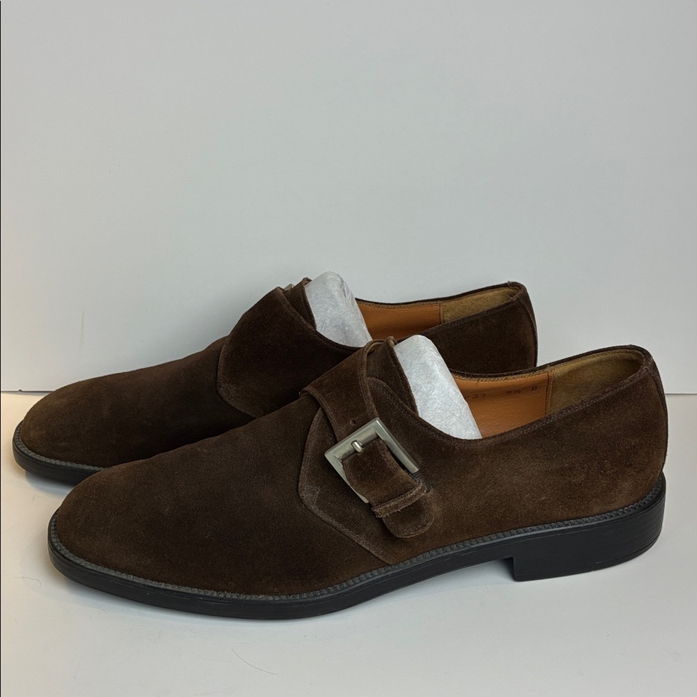 Salvatore Ferragamo Loafers 9.5 EU43.5 Suede Leather Monk Straps Shoes Italy